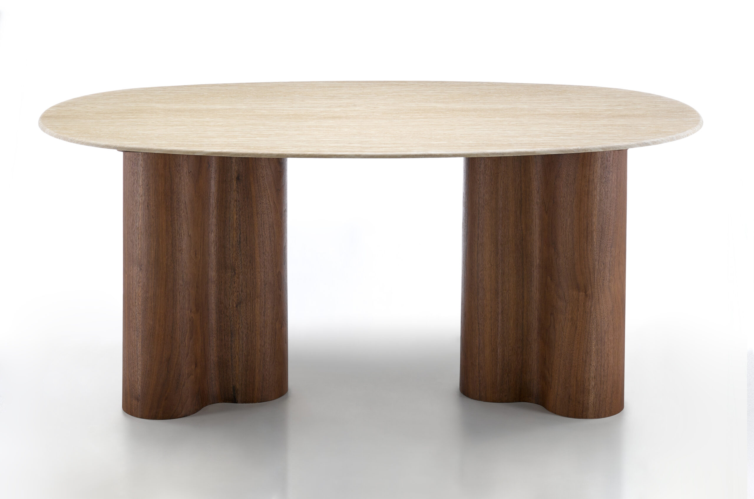 Walnut Dining Table with Travertine Marble Top - Koopfurn