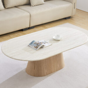 Veneer Coffee Table with a Travertine marble top