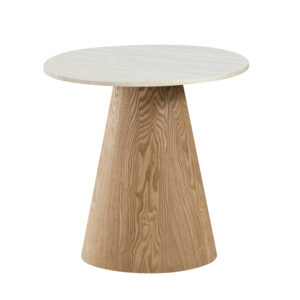 Veneer Side Table with Travertine Marble Top